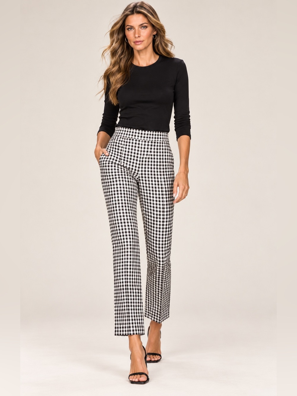 Lauren Ralph Lauren Black and White Checkered Pants Size 6